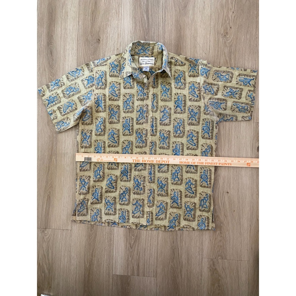 Reyn Spooner Detrich Varez Collection Mens M Hawaiian Aloha Shirt Blue Tan